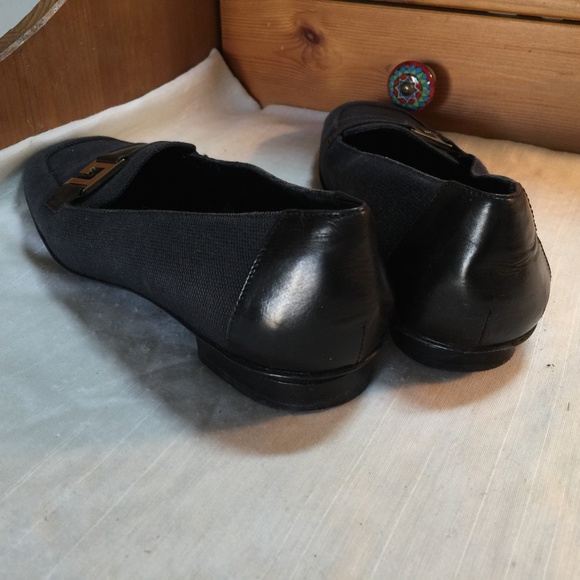 GUCCI BLACK CANVAS LEATHER G Logo LOAFERS MOCCASINS pumps flats slides slip ons - Picture 5 of 9